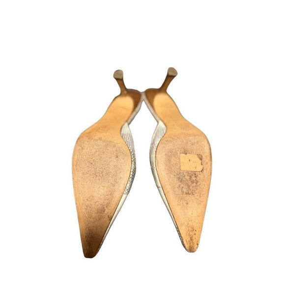 BALLIN Snakeskin Embossed Leather Slide Heels Kitten Heal Size 36 Made in Italy - Picture 4 of 12